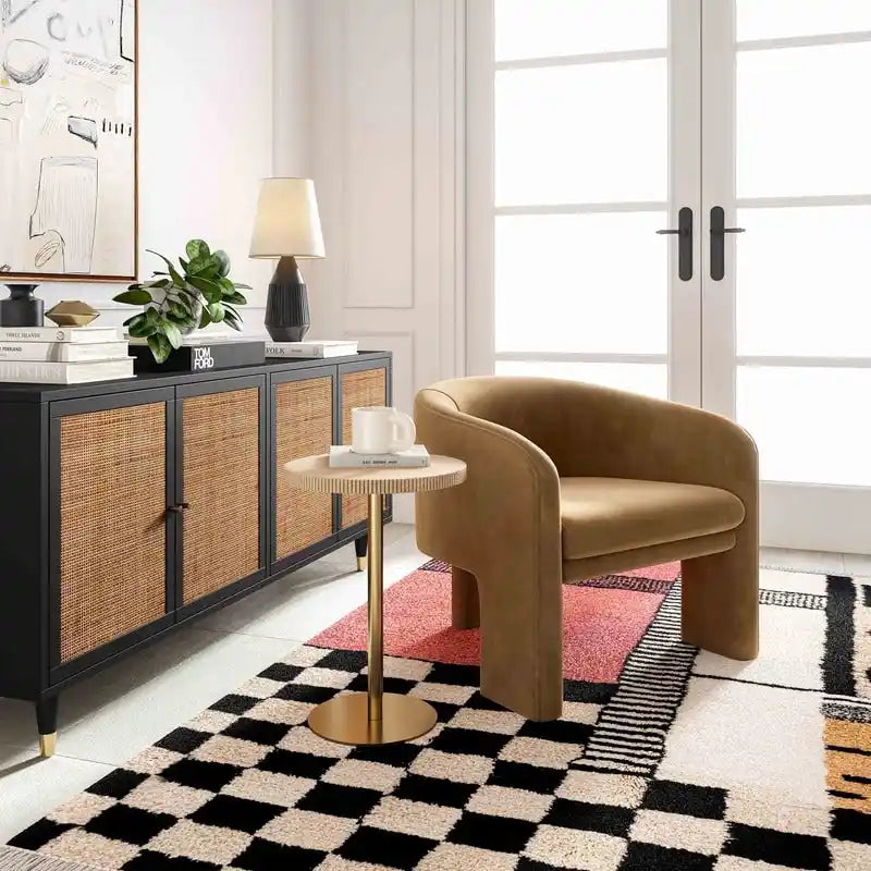 Rattan Sideboard Cabinet with Brass Details - 72" Wide - 2 Colors