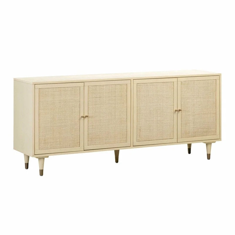 Rattan Sideboard Cabinet with Brass Details - 72" Wide - 2 Colors