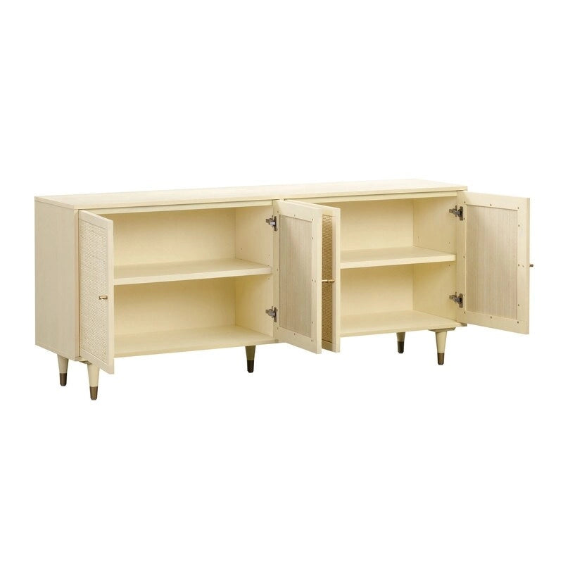Rattan Sideboard Cabinet with Brass Details - 72" Wide - 2 Colors