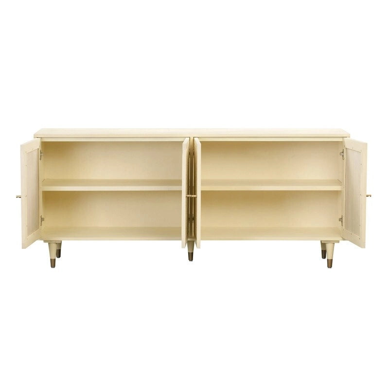Rattan Sideboard Cabinet with Brass Details - 72" Wide - 2 Colors
