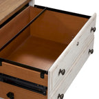 Antique White Lateral File Cabinet - Chestnut Top - 2 Drawers - Pine Wood