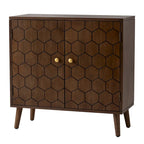 Dark Brown Storage Cabinet - Hexagonal Honeycomb Pattern - 32"