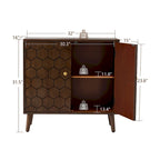 Dark Brown Storage Cabinet - Hexagonal Honeycomb Pattern - 32"