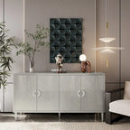 4-Door Storage Cabinet - MDF with Pine Legs - Semi-Circular Pulls