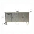 4-Door Storage Cabinet - MDF with Pine Legs - Semi-Circular Pulls