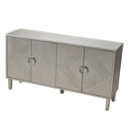 4-Door Storage Cabinet - MDF with Pine Legs - Semi-Circular Pulls
