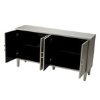 4-Door Storage Cabinet - MDF with Pine Legs - Semi-Circular Pulls