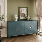 4-Door Storage Cabinet - MDF with Pine Legs - Semi-Circular Pulls