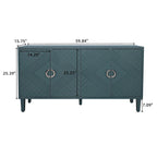 4-Door Storage Cabinet - MDF with Pine Legs - Semi-Circular Pulls