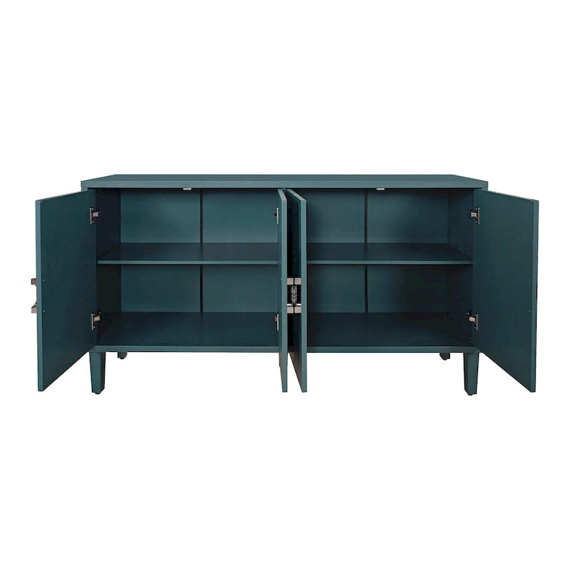 4-Door Storage Cabinet - MDF with Pine Legs - Semi-Circular Pulls