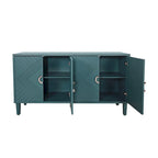 4-Door Storage Cabinet - MDF with Pine Legs - Semi-Circular Pulls