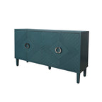 4-Door Storage Cabinet - MDF with Pine Legs - Semi-Circular Pulls