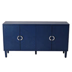 4-Door Storage Cabinet - MDF with Pine Legs - Semi-Circular Pulls