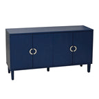 4-Door Storage Cabinet - MDF with Pine Legs - Semi-Circular Pulls