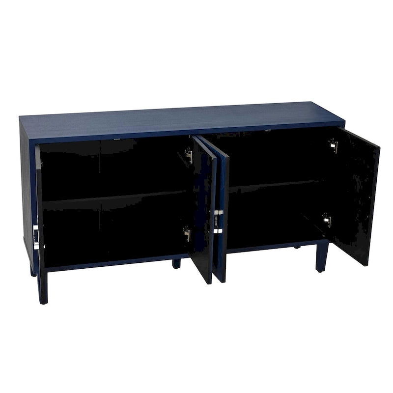 4-Door Storage Cabinet - MDF with Pine Legs - Semi-Circular Pulls