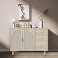 Natural Rattan Storage Cabinet with 2 Doors and 3 Drawers