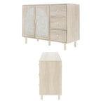 Natural Rattan Storage Cabinet with 2 Doors and 3 Drawers