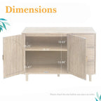 Natural Rattan Storage Cabinet with 2 Doors and 3 Drawers