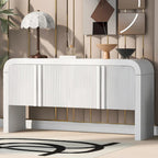 White 4-Door Storage Cabinet with Striped Pattern