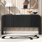 White 4-Door Storage Cabinet with Striped Pattern