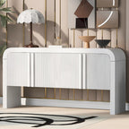White 4-Door Storage Cabinet with Striped Pattern