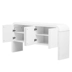White 4-Door Storage Cabinet with Striped Pattern