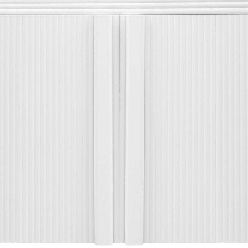 White 4-Door Storage Cabinet with Striped Pattern