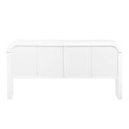 White 4-Door Storage Cabinet with Striped Pattern