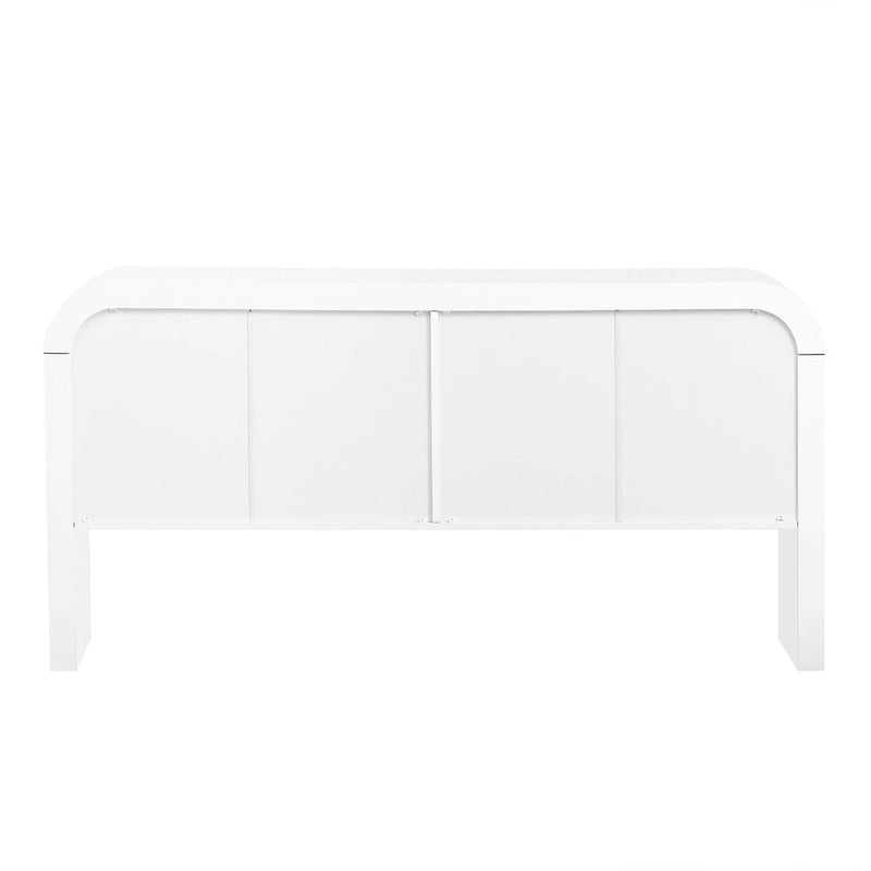 White 4-Door Storage Cabinet with Striped Pattern