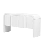 White 4-Door Storage Cabinet with Striped Pattern