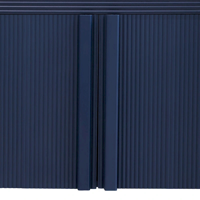 White 4-Door Storage Cabinet with Striped Pattern