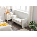 Gray Velvet Storage Bench with Gold Metal Trim
