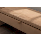 Gray Velvet Storage Bench with Gold Metal Trim