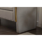 Gray Velvet Storage Bench with Gold Metal Trim