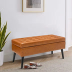 Gray Upholstered Storage Bench with Flip-Top Lid