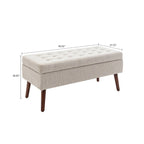 Gray Upholstered Storage Bench with Flip-Top Lid