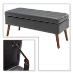 Gray Upholstered Storage Bench with Flip-Top Lid