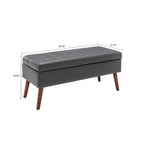 Gray Upholstered Storage Bench with Flip-Top Lid