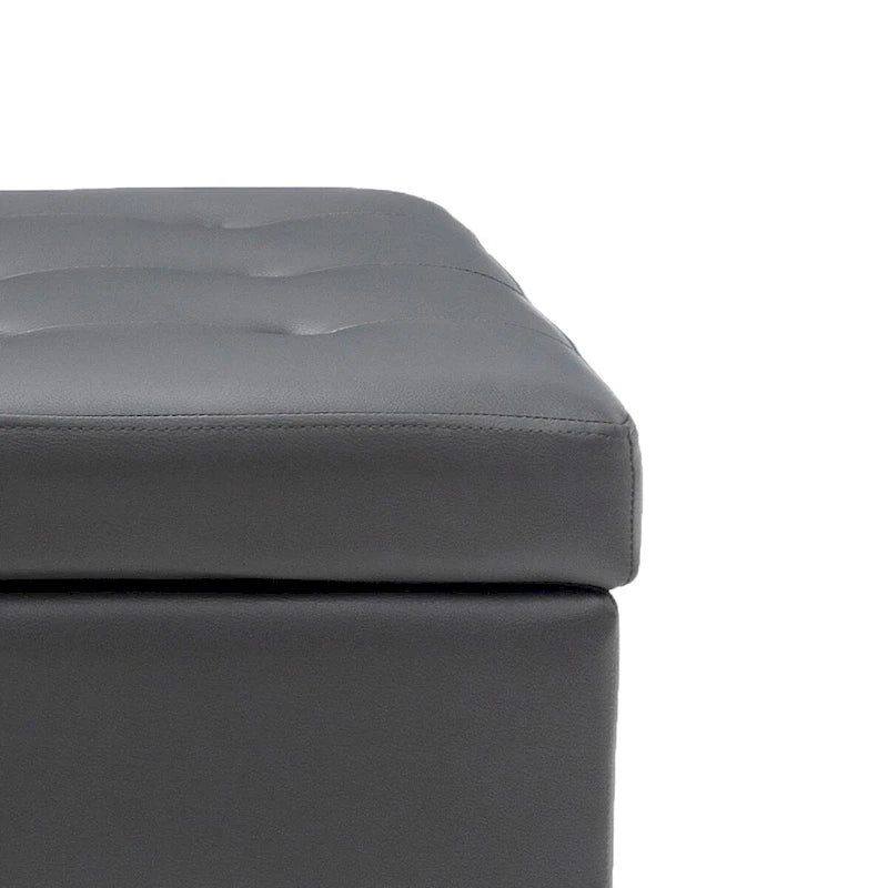 Gray Upholstered Storage Bench with Flip-Top Lid