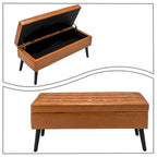 Gray Upholstered Storage Bench with Flip-Top Lid