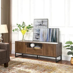 Wood TV Stand with 2 Doors and Adjustable Shelves for TVs up to 55"