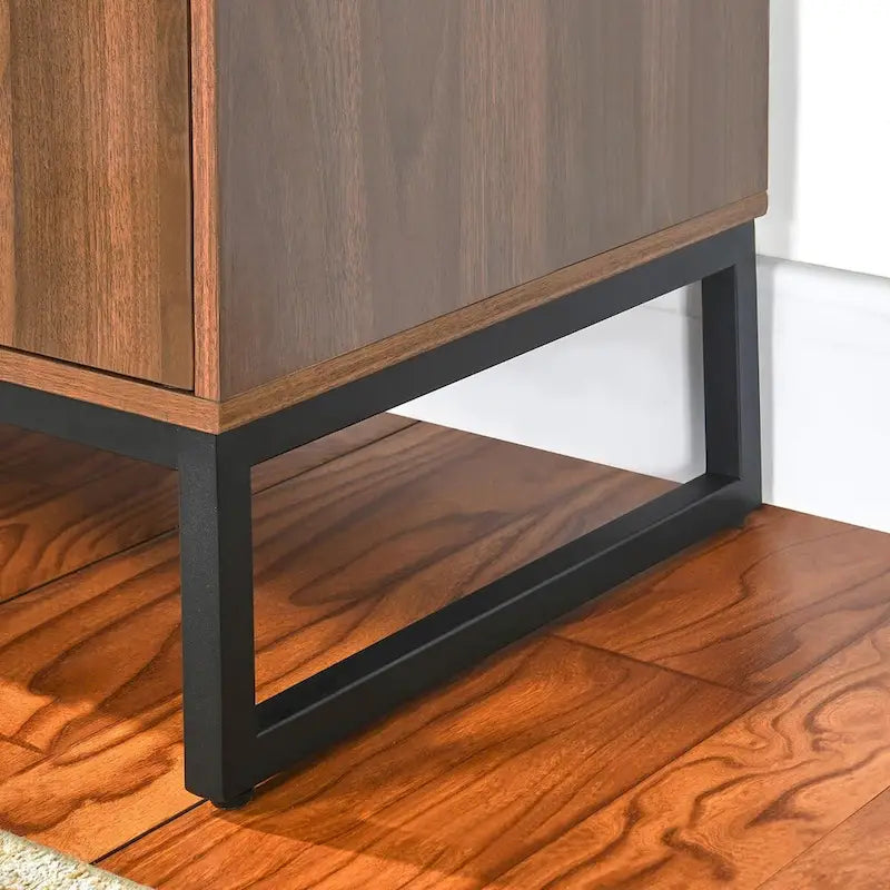 Wood TV Stand with 2 Doors and Adjustable Shelves for TVs up to 55"