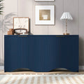 White 4-Door Storage Cabinet with Wavy Stripe Design