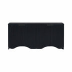 White 4-Door Storage Cabinet with Wavy Stripe Design
