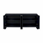 White 4-Door Storage Cabinet with Wavy Stripe Design