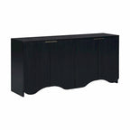 White 4-Door Storage Cabinet with Wavy Stripe Design