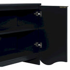 White 4-Door Storage Cabinet with Wavy Stripe Design