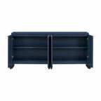 White 4-Door Storage Cabinet with Wavy Stripe Design