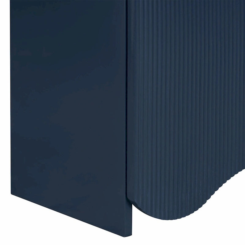 White 4-Door Storage Cabinet with Wavy Stripe Design