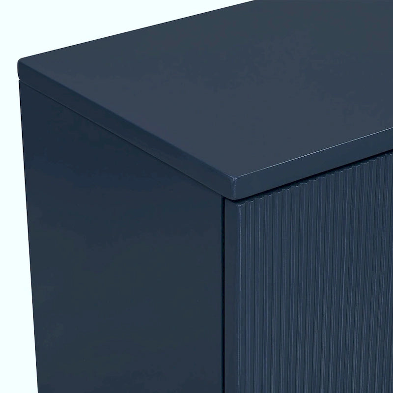 White 4-Door Storage Cabinet with Wavy Stripe Design